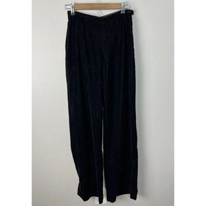 Vintage J. Crew Black Velvet Wide Leg Trousers Size 2 Polyester Women’s